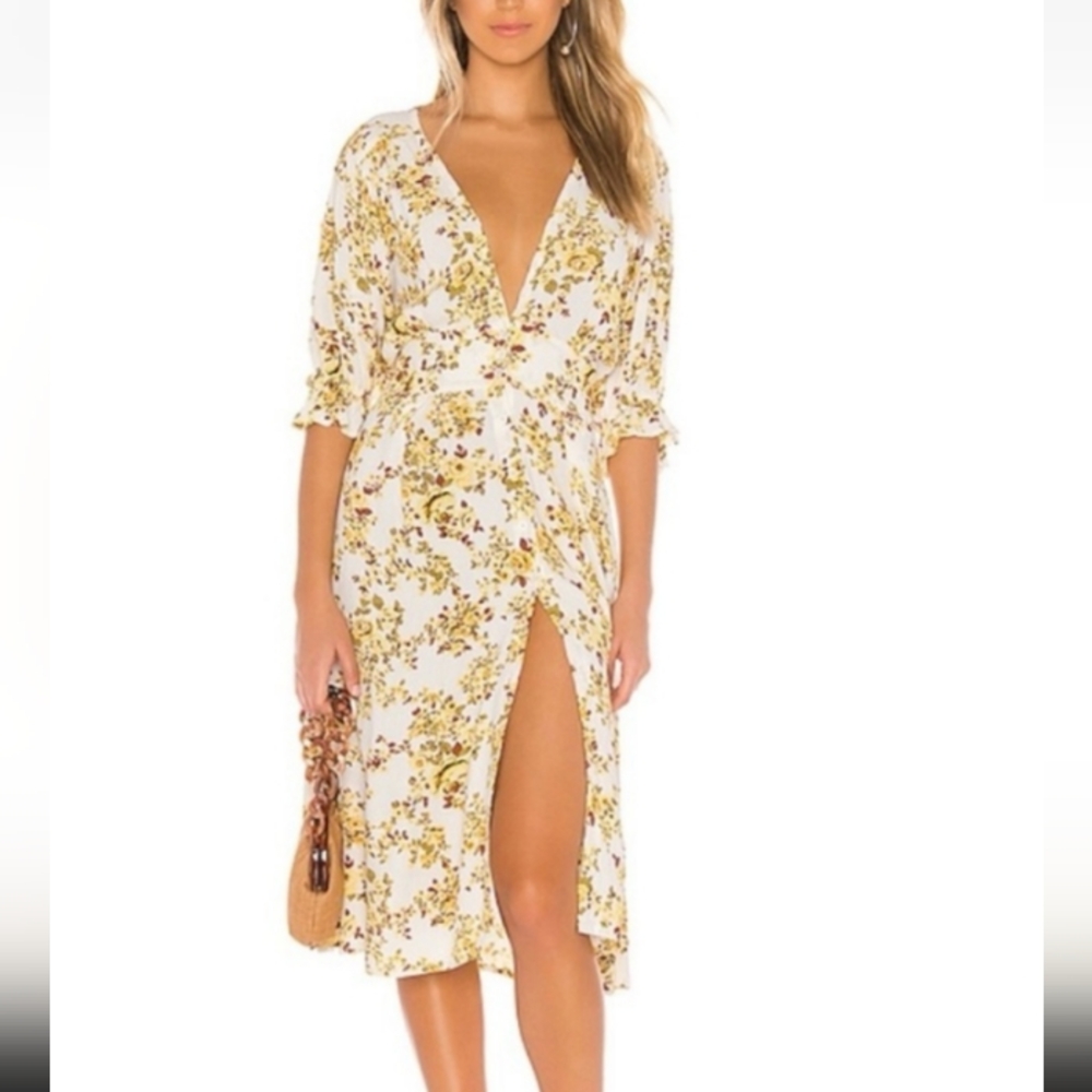 Faithfull the Brand Floral Wrap Midi Dress